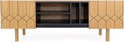 Fekete-natúr színű TV-állvány tölgyfa dekorral 175x60 cm Porto – Woodman