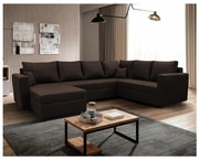 Univerzális kinyitható U-alakú sarokülőgarnitúra tárolóval SEYA barna