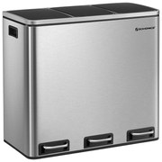 Szelektív szemetes 54 liter, hulladékleválasztó rendszer 3 rekeszes, ezüst