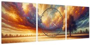 Kép – Fa a mezőn (órával) (90x30 cm)