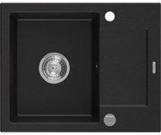 Mexen Enzo 1-medencés gránit mosogató rövid edényszárítóval 576 x 465 mm, Fekete - 6506571005-77