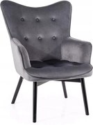 Carmen Velvet fotel szürke/fekete Sig nappaliba
