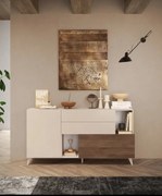 Monaco Fiókos Komód Fehér Fényes/Cadiz Tölgy 181 cm