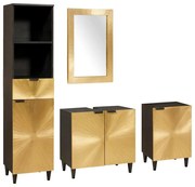 Fürdőszobai bútor szettek fiókkal ajtóval 4 pcs Fekete és Arany