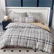 Flanel ágyneműhuzat Homa BELINA GREY SQUARE 7 részes 140x200 cm