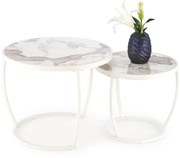 Ines dohányzóasztal szett fehér márvány