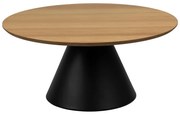 Fekete-natúr színű kerek dohányzóasztal tölgyfa dekoros asztallappal ø 85 cm Soli – Actona