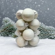 White fényes fehér üveg karácsonyi gömb szett 12*6cm