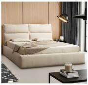 BASIL kárpitozott ágy, matrac nélkül, 180x200 cm, bézs