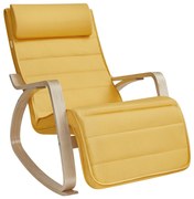 Karfás hintaszék, nyírfa hintaszék 5 irányban állítható lábtámasszal, pasztell sárga