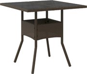 vidaXL barna polyrattan üveglapos kerti asztal 80 x 80 x 75 cm