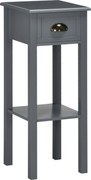 HOMCOM Modern Stílusú Oldalsó Asztal Fiókkal és Tárolós Polccal - Éjjeliszekrény a Nappaliba és Hálószobába 30x30x75 cm Szürke | Aosom
