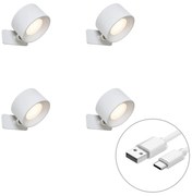 4 darabos modern fehér fal- és mennyezeti lámpa szett LED-del, újratölthető - Bright