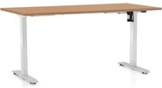 Állítható magasságú asztal OfficeTech A, 160 x 80 cm, fehér alap, bükkfa