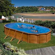 GRE WOOD 730 x 375 x 120 cm ovális merevfalú medence