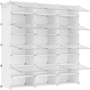 Moduláris cipőtároló szekrény, 12 rekeszes, fehér műanyag-acél kerettel