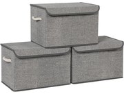 Tárolódobozok fedéllel 3 db-os szett, 38 x 25 x 25 cm, szürke