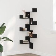 Fekete Tömörfa Sarokpolc 45x45x147 cm Műanyagalapú