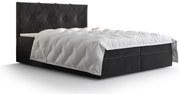 Franciaágy  Boxspring 140 cm Athena (fekete) (matraccal és tárolóhellyel). 1046354