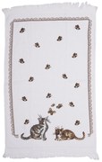Konyhai pamut kéztörlő cicás, pillangós mintával