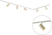 Modern sínrendszer 5 spotlámpával, fehér és bézs színben, 1 fázisú GU10 70mm - Iconic Jeana Luxe