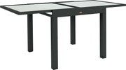 Outsunny Nagy Méretű Kiigazítható Kerti Asztal kibővített méretek 160L x 80W x 75H cm Sötétszürke Alumínium Edzett Üveg Felület Átlátszó | Aosom