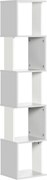 HOMCOM S-Alakú Könyvespolc 5 Nyitott Polccal Nappaliba, Otthoni Irodába és Tanulószobába - Forgásgátló 100 kg Teherbírás - 33x28x161 cm Fehér és Világ