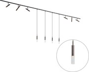 Modern fekete sínrendszer 6 spotlámpával és 4 függőlámpával, sötét bronz színben, 1 fázisú - Slimline Avery Loyce