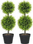 HOMCOM 2 db dekoratív műnövény — 60 cm-es cserépben lévő buxus gömbök | Aosom