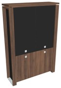 Verno+ S magas szekrény 140 x 46 x 210 cm, kombinált ajtó, dió / fekete