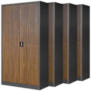 Set 4x fém iratszekrény JAN H, 900 x 1950 x 400 mm, Eco Design: antracit/ dió