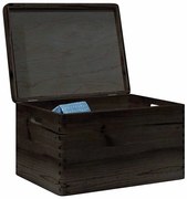 fából készült doboz fedéllel és fogantyúkkal fekete