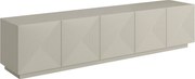 Asha TV-szekrény 200 cm, ötajtós, bordázott előlap - kasmír