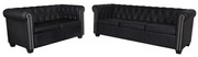 2 személyes és 3 személyes fekete műbőr Chesterfield kanapé