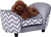 PawHut Pet Sofa Kutya Kanapé Kutya Ágy Kutya Szőnyeg Macska Párna Párnázott Fa Hab Szürke 68.5 x 40.5 x 40.5 cm | Aosom