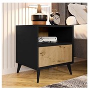 Éjjeliszekrény OVESSI 52x47 cm fekete/tölgy artisan
