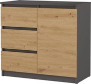 1D3S komód, antracit-tölgy