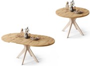 Mazzoni RENZO Artisan Tölgy/bézs láb (pezsgő) - KEREK ASZTAL Ø110 180 cm-re BŐVÍTHETŐ | A KONYHÁBA ÉTKEZŐBE NAPPALIBA RETRO