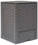 vidaXL barna műanyag rattan kerti komposztáló 60 x 60 x 83 cm 300 L