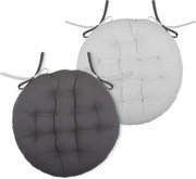 Székpárna kétoldalas kerek Duo 38 cm szürke ezüst pamut Boho