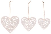 Szív, Virág Mintás Függeszthető Dekoráció 3 db/csomag. Fehér Színben