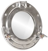 alumínium és üveg fali lőrés tükör Ø30 cm