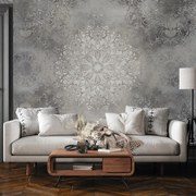 Fotótapéta - Szürke minta mandalával (147x102 cm)