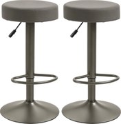 HOMCOM 2 db Bárszék Lábpihentetővel, Forgós Konyhai Székek Állítható Magassággal, 35x36x64-85cm, Puhas Szürke | Aosom