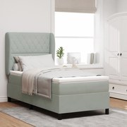 Boxspring Ágy Matrac Különböző Színben - Világosszürke - 90x200 cm - Bársony