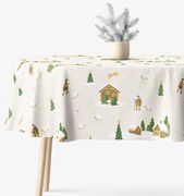 Goldea karácsonyi ovális pamut terítő - karácsonyi dalok 120 x 160 cm