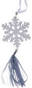Organza csíkos csillogó ezüst hópihe karácsonyfadísz 24cm