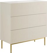 Nicole komód 100 cm fiókokkal, bordázott előlap - kasmír / arany lábak