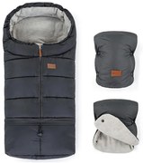 PETITE&MARS - 3v1 fusak JIBOT + rukávníky JASIE, šedý, dětský set