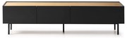 Fekete-natúr színű TV-állvány tölgyfa dekorral 180x45 cm Arista – Teulat